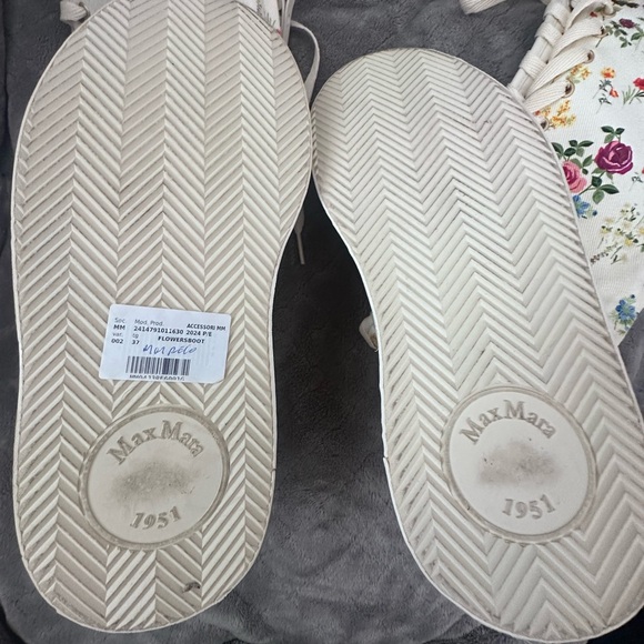 MaxMara 2024 Resort Knee High Floral Canvas Lace Up Boots EU 37 / US 7 - Picture 5 of 12